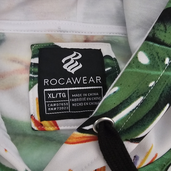 Rocawear Hawaiian Floral Hoodie Mens XL Kangaroo Pocket - Picture 3 of 15